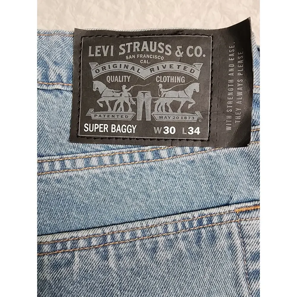 Levi's Skateboarding Super Baggy Jeans Low Stretch Medium Wash Size 30